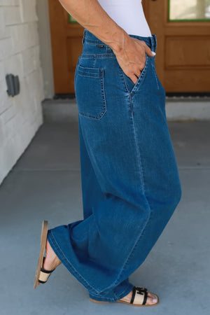 RISEN High Rise Cozy But Make it Knit Denim Jeans - Medium Wash, 4