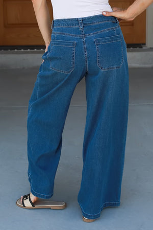 RISEN High Rise Cozy But Make it Knit Denim Jeans - Medium Wash, 5