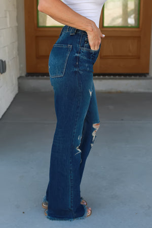 KANCAN Jules Ultra High Rise 90's Flare Jeans - Medium Wash, Closet Candy, 5