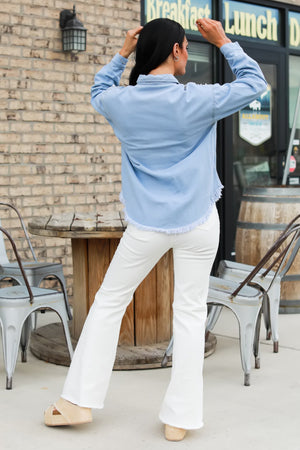 All That Glimmers Denim Shacket - Blue, Closet Candy, 5