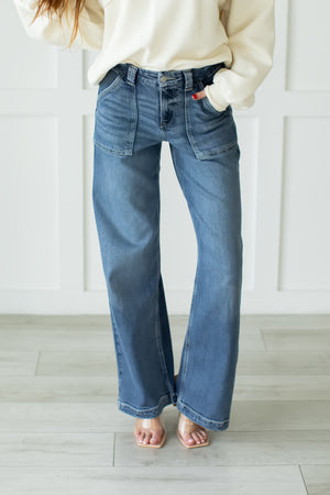 KANCAN Astra High Rise Wide Leg Jeans - Medium Wash, Closet Candy, 3