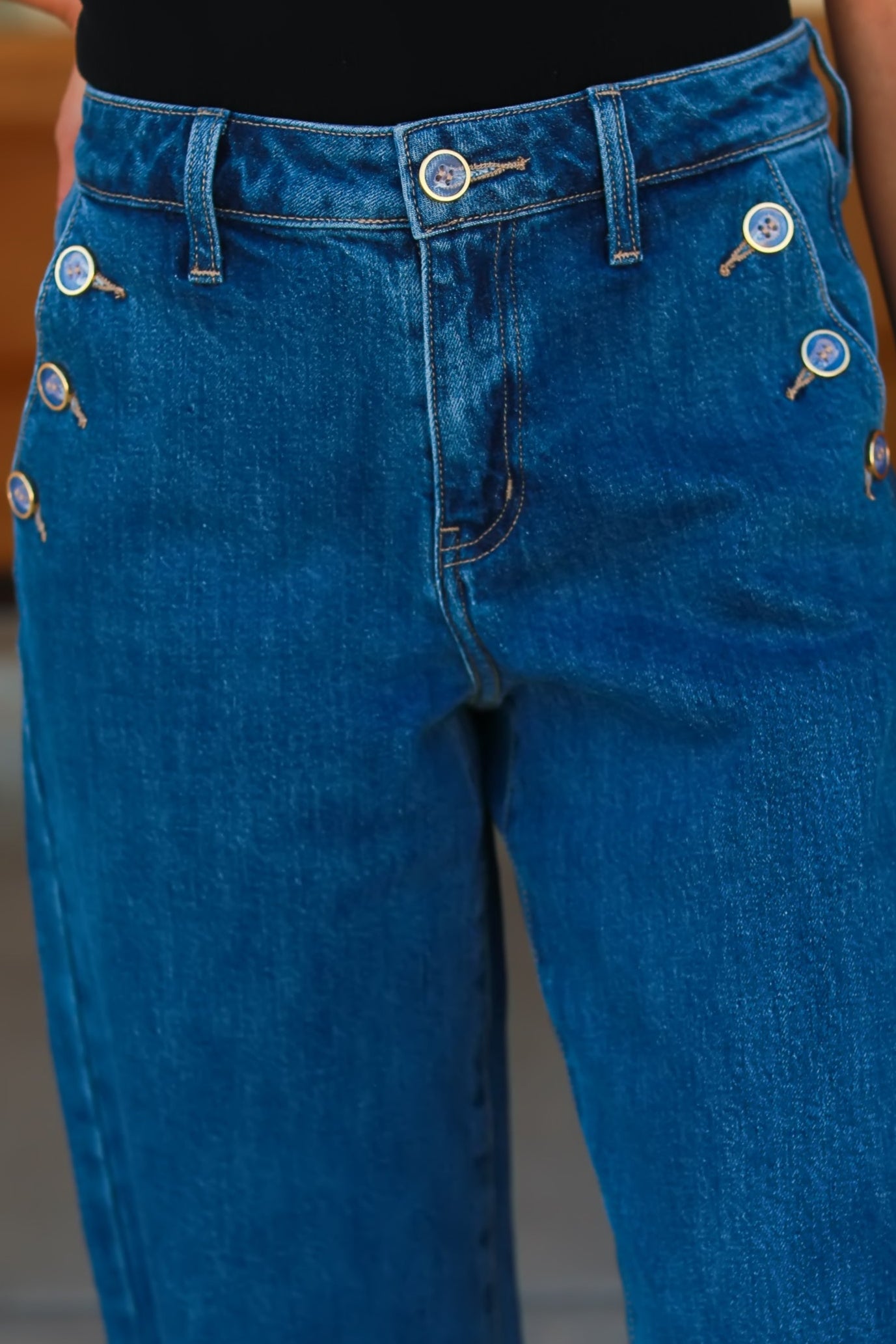 KANCAN Sol High Rise Wide Leg Trousers Jeans - Dark Wash, Closet Candy, 1