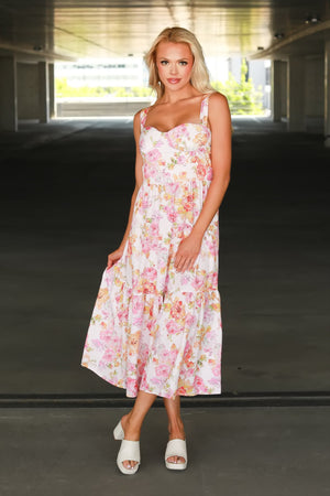 Don’t Make Me Wait Maxi Dress, Pink Floral, Closet Candy, 3