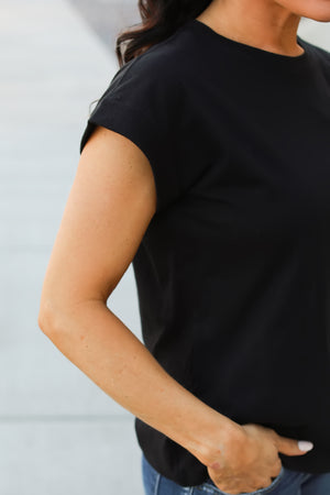 Tropical Mood Folded Sleeve T-Shirt - Black, Closet Candy, 2