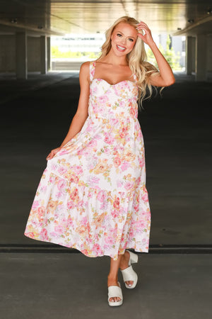 Don’t Make Me Wait Maxi Dress, Pink Floral, Closet Candy, 6