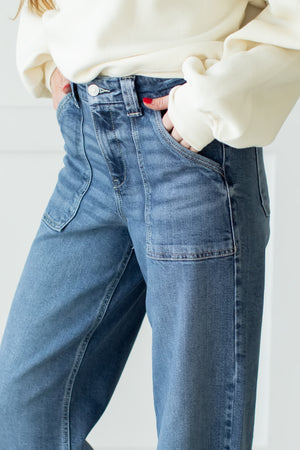 KANCAN Astra High Rise Wide Leg Jeans - Medium Wash, Closet Candy, 2