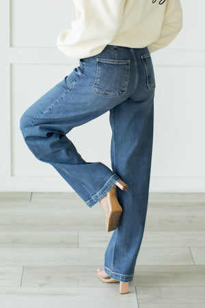KANCAN Astra High Rise Wide Leg Jeans - Medium Wash, Closet Candy, 5