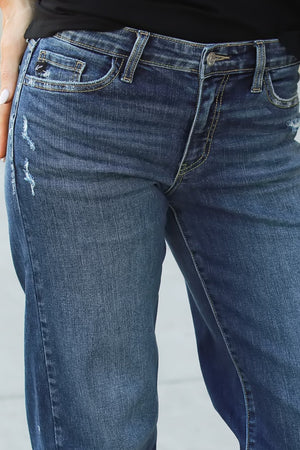 KANCAN Gemma Mid Rise Wide Straight Jeans - Dark Wash, Closet Candy, 2