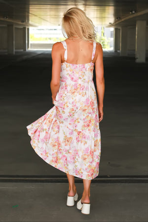 Don’t Make Me Wait Maxi Dress, Pink Floral, Closet Candy, 5