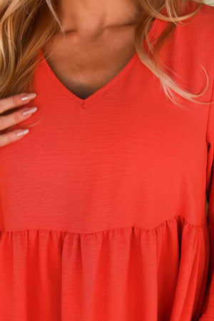 Her Own Way Tiered Dress, Coral, Closet Candy, 2