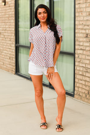 Willow Cove Short Sleeve Blouse - Red, Closet Candy, 3