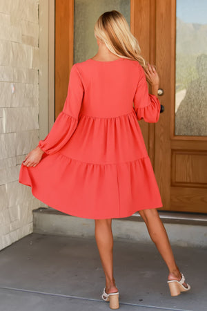 Her Own Way Tiered Dress, Coral, Closet Candy, 6