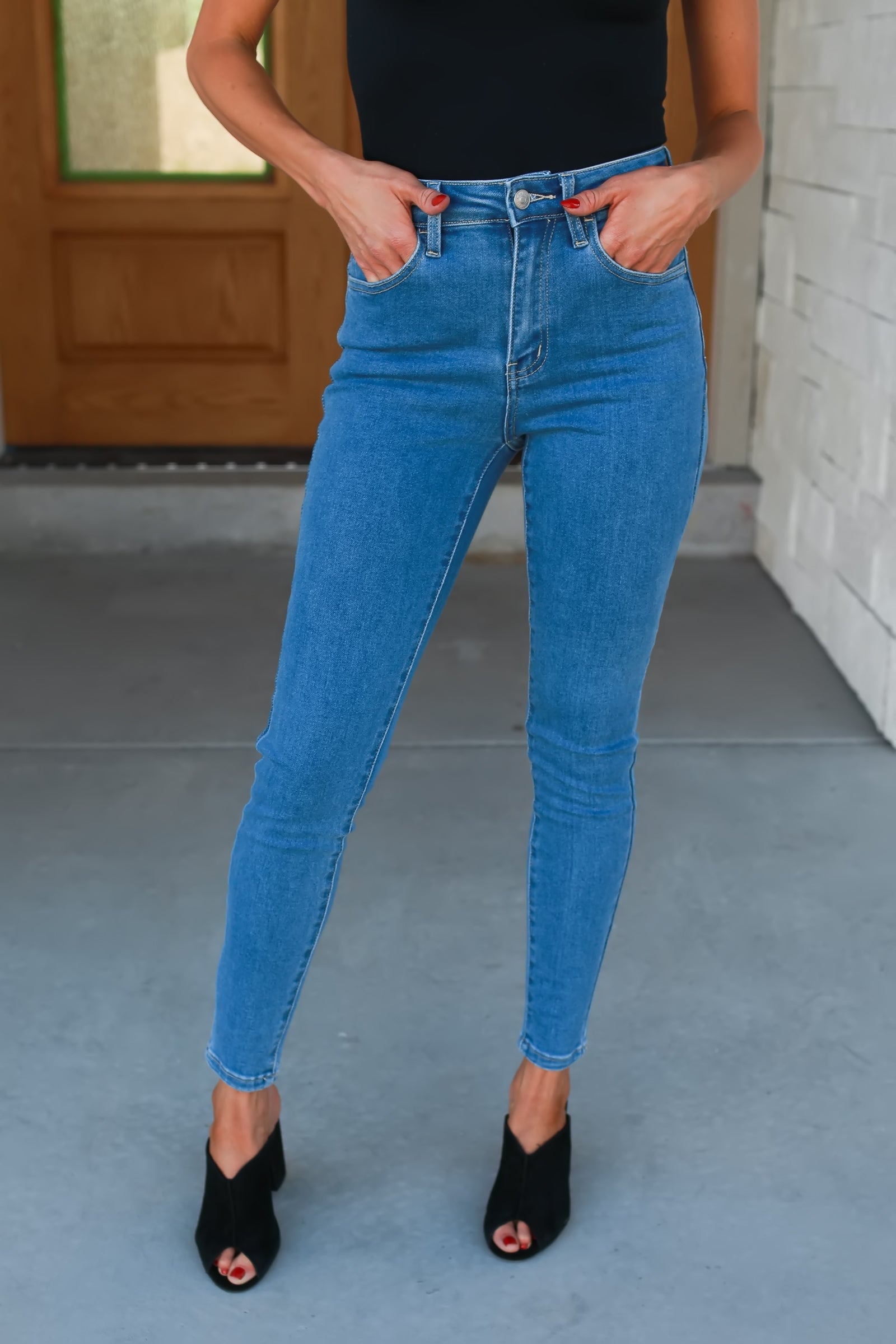 KANCAN Bev High Rise Ankle Skinny Jeans - Medium Wash, Closet Candy, 1