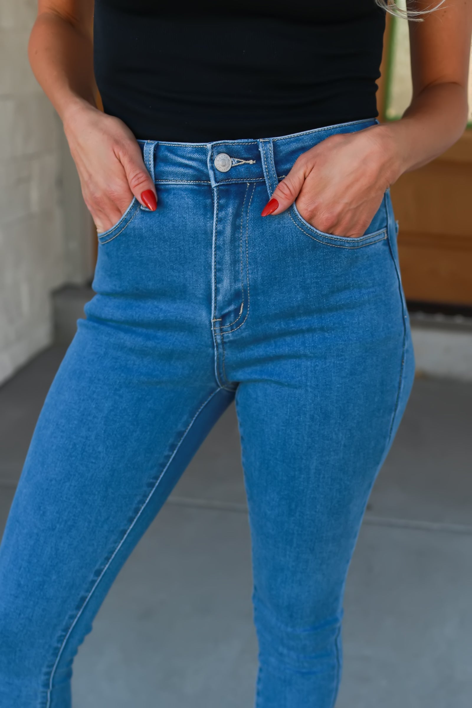KANCAN Bev High Rise Ankle Skinny Jeans - Medium Wash, Closet Candy, 1