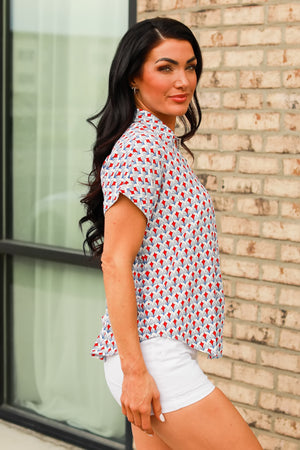 Willow Cove Short Sleeve Blouse - Red, Closet Candy, 4
