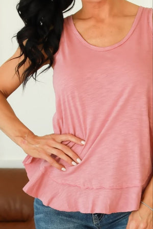 The Sienna Ruffle Hem Top - Ginger