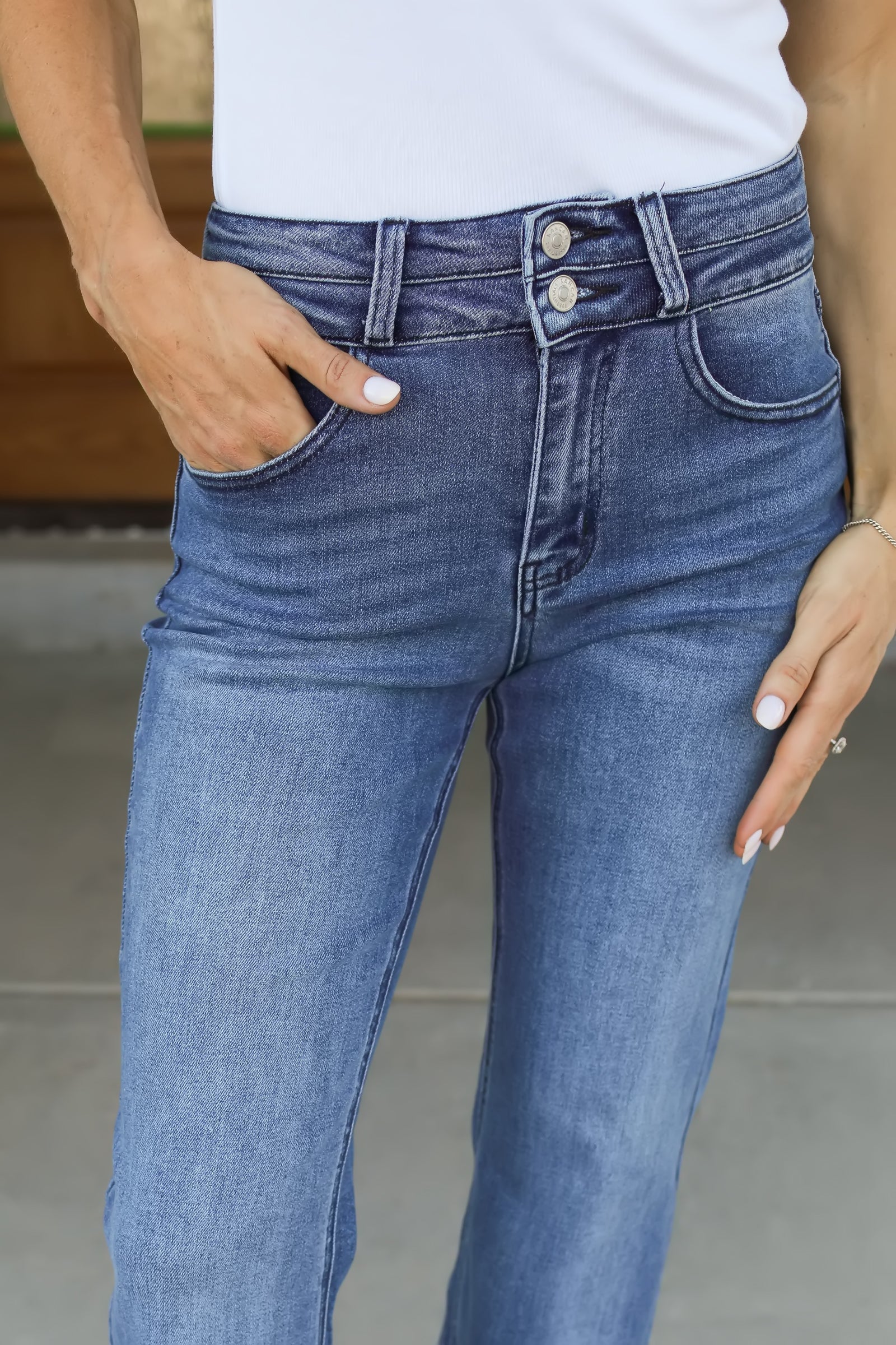 KANCAN Onyx Ultra High Rise Wide Flare Jeans - Dark Wash, Closet Candy, 1