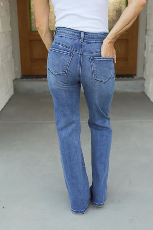 KANCAN Onyx Ultra High Rise Wide Flare Jeans - Dark Wash, Closet Candy, 6