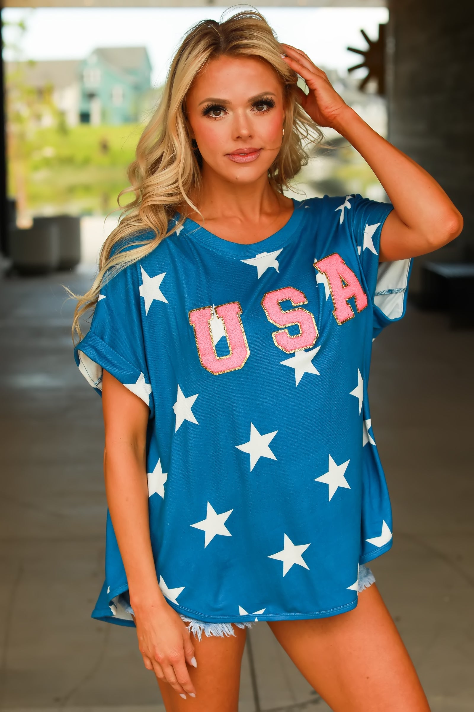 Shining Like Stars Graphic Tee - Blue, Closet Candy, 1
