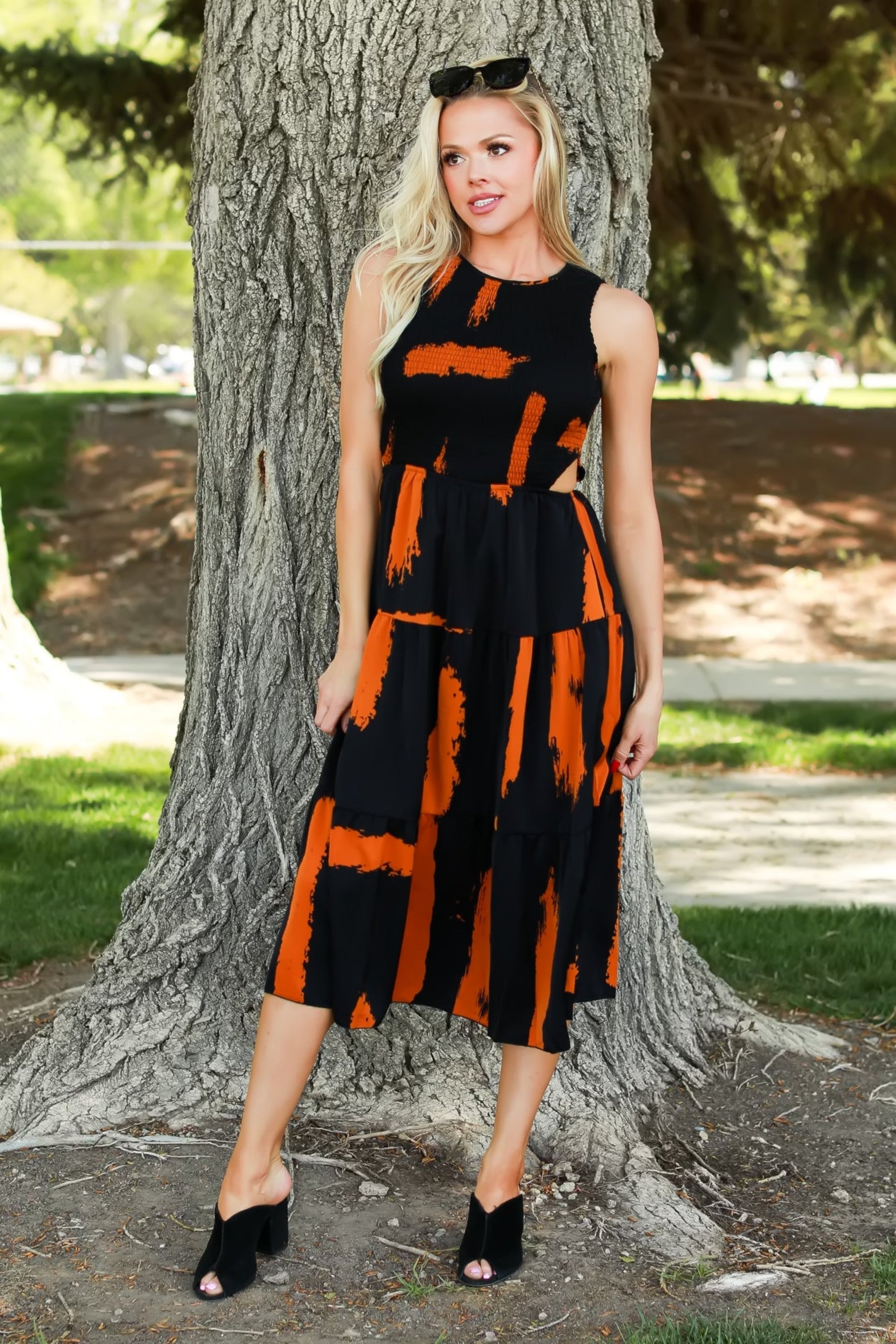 Canvas Nights Tiered Midi Dress - Black, Closet Candy, 1