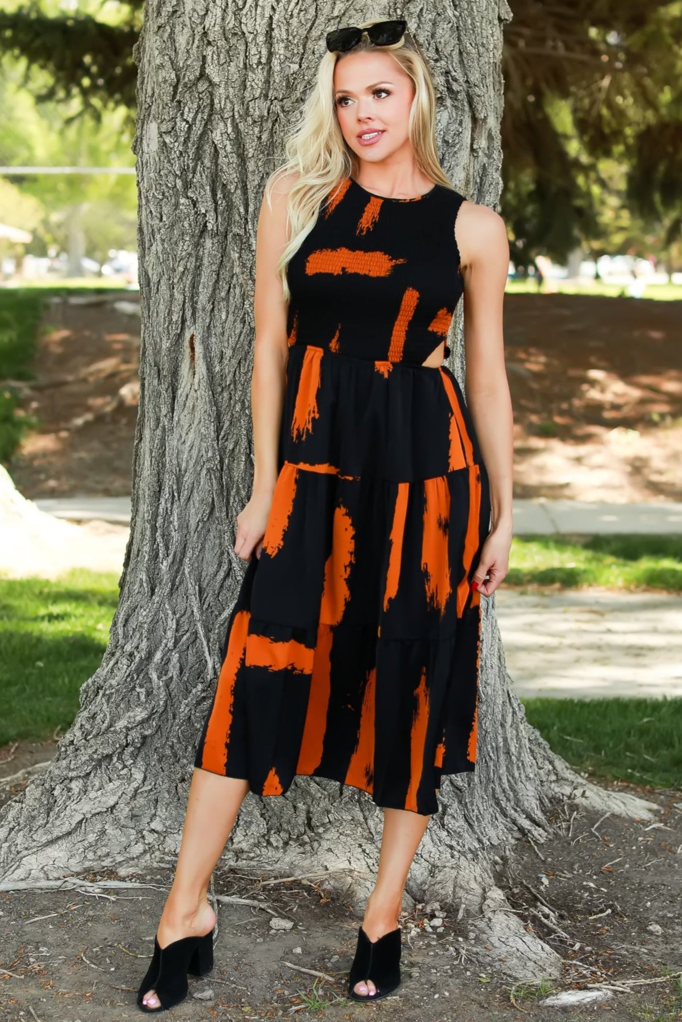 Canvas Nights Tiered Midi Dress - Black, Closet Candy, 1