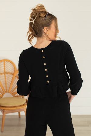 Elegant Comfort Ruffle Lounge Set - Black, Closet Candy, 6