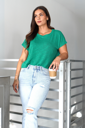 Cut to the Beat Crop T-Shirt - Kelly Green, Closet Candy, 4
