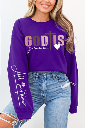 God Is Good All The Time Graphic Fleece Sweatshirts, Closet Candy - 11