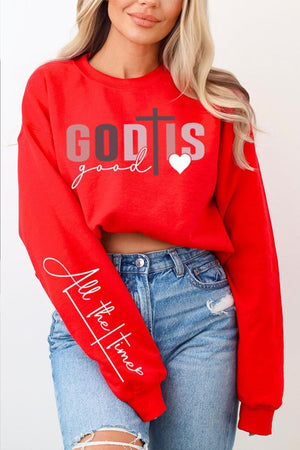 God Is Good All The Time Graphic Fleece Sweatshirts, Closet Candy - 12