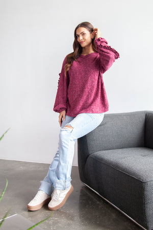 She's Got the Look Ruffle Sleeves Top - Wine, Closet Candy, 5