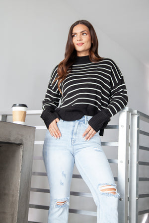 Another Version Of Me Stripe Sweater - Black