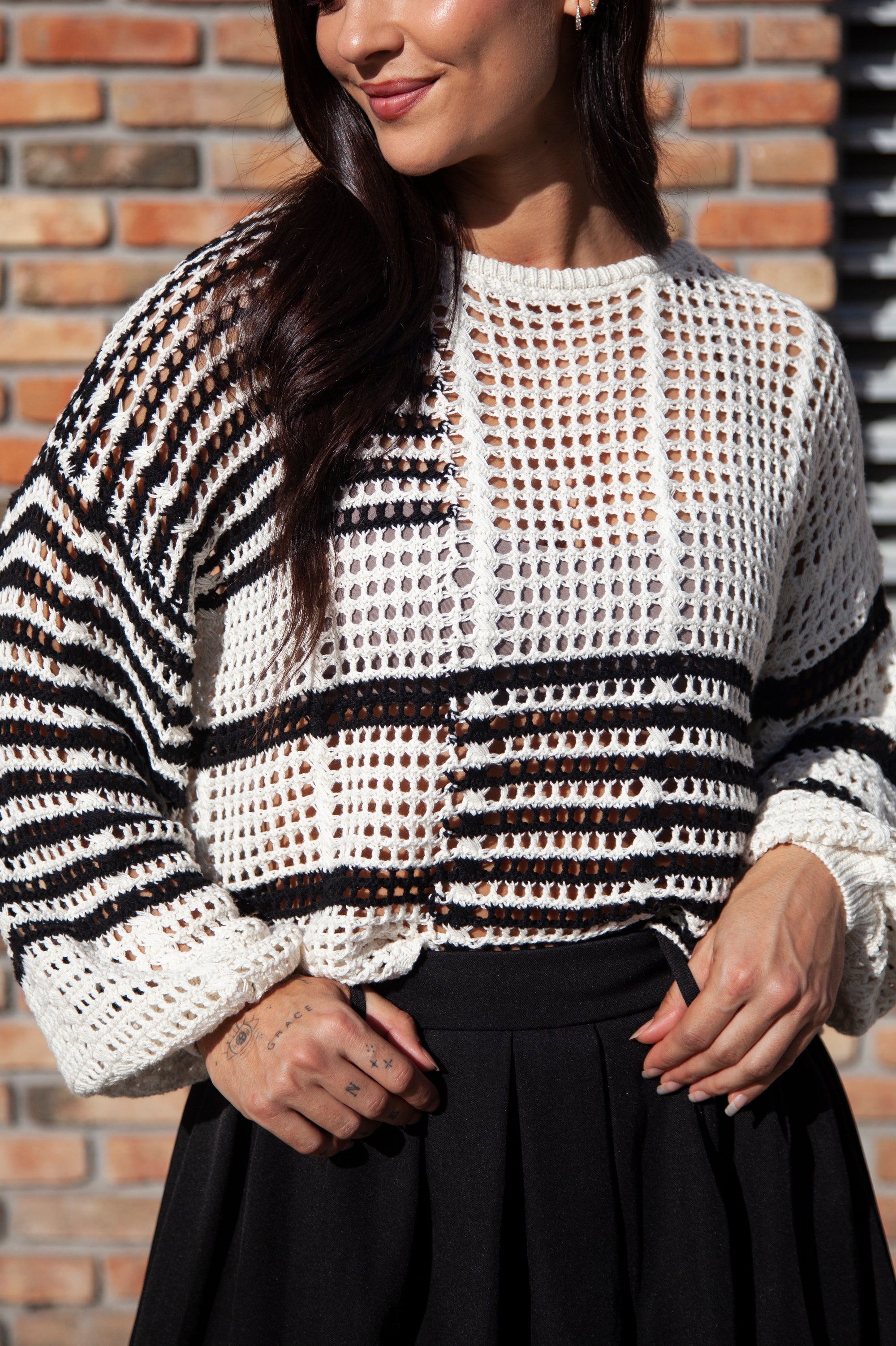 Leave Quite An Impression Crochet Top - Black Multi, Closet Candy, 1