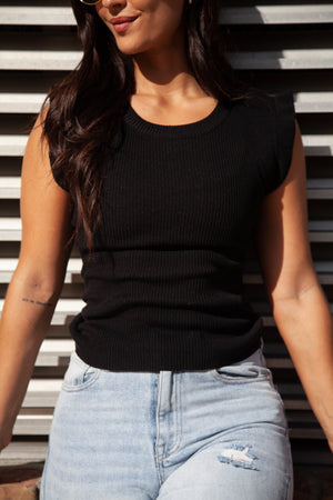 This is How I Feel Ruffled Fitted Top - Black, Closet Candy, 3