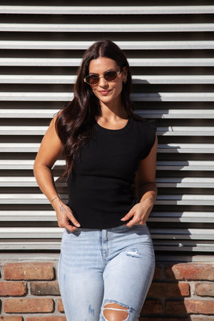 This is How I Feel Ruffled Fitted Top - Black, Closet Candy, 1
