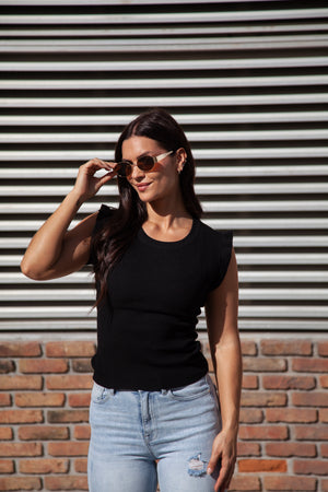 This is How I Feel Ruffled Fitted Top - Black, Closet Candy, 2