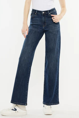 KANCAN Samia High Rise Wide Leg Jeans - Dark Wash