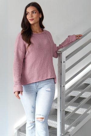 Made You Look Asymmetric Sweater - Light Rose, Closet Candy, 3