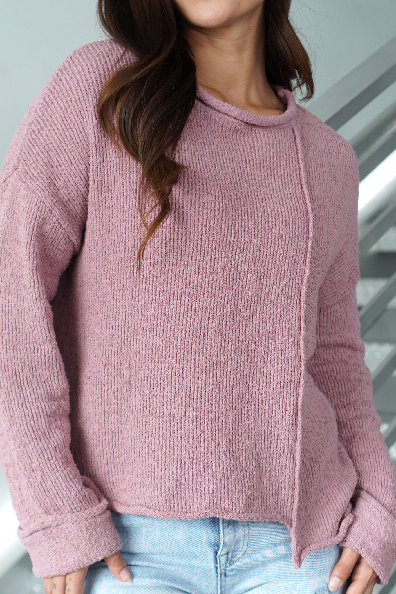 Made You Look Asymmetric Sweater - Light Rose, Closet Candy, 1