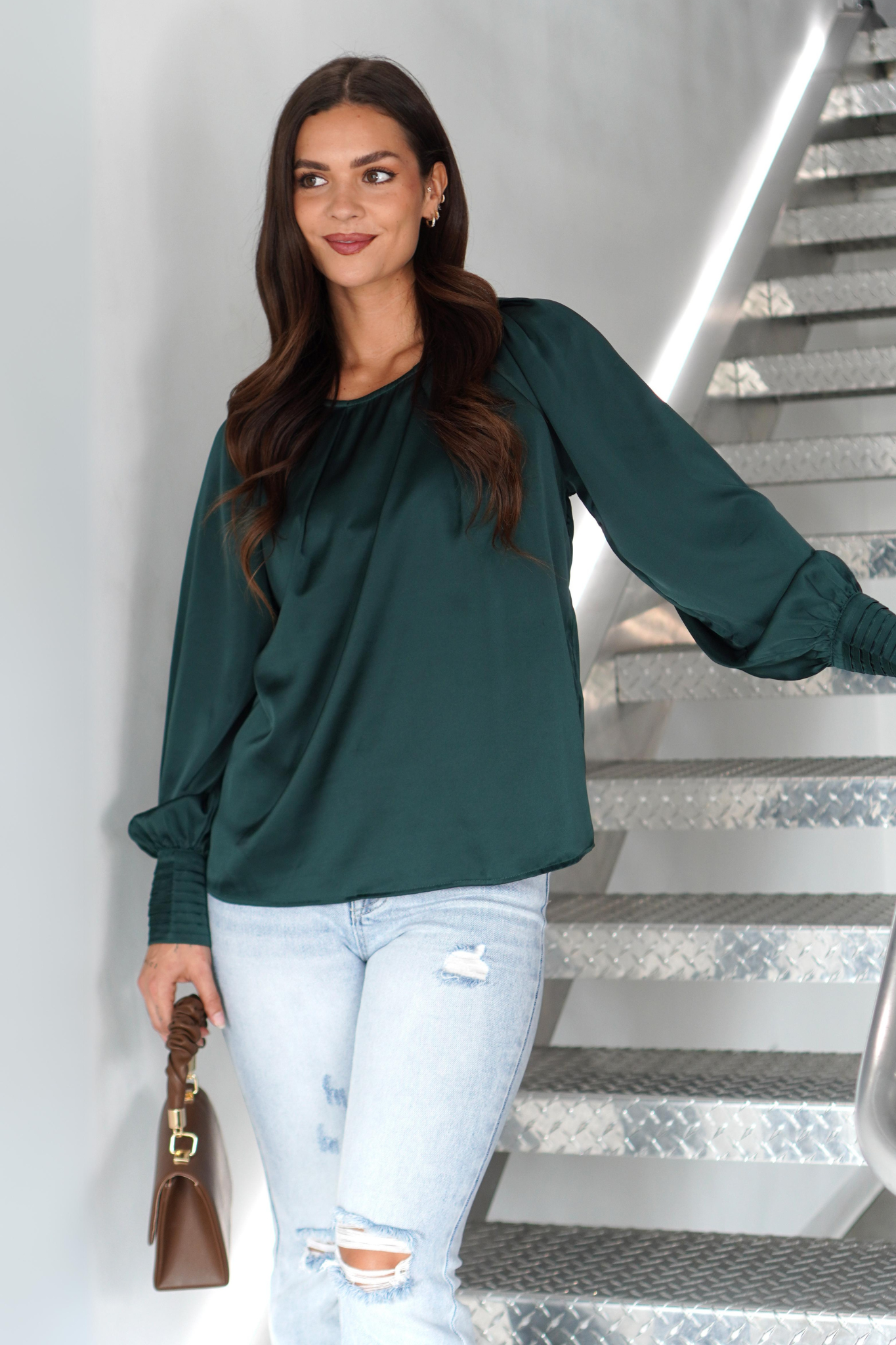 Too Sweet Satin Top - Hunter Green, Closet Candy, 1