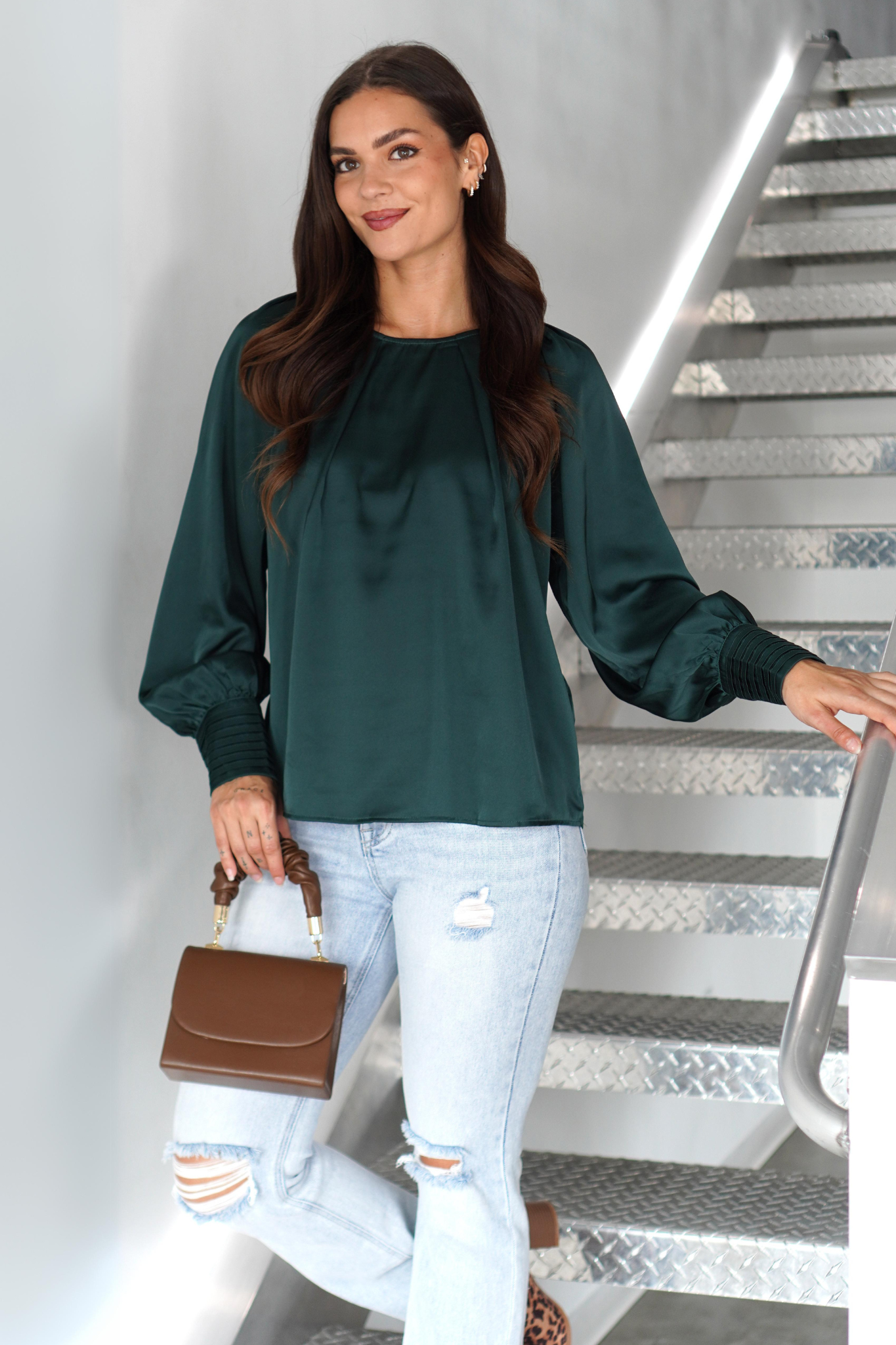 Too Sweet Satin Top - Hunter Green, Closet Candy, 1