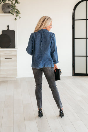 City Edge Washed Denim Blazer - Denim, Closet Candy, 5