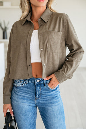 Urban Corduroy Cropped Shirt - Olive, Closet Candy, 6