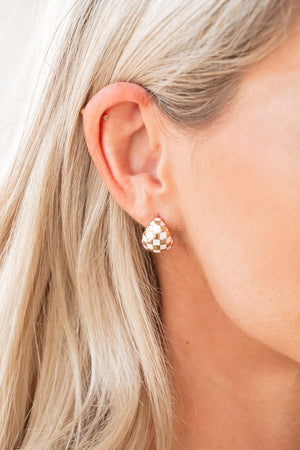 Half Moon Drop Earrings - White/Gold, Closet Candy, 2
