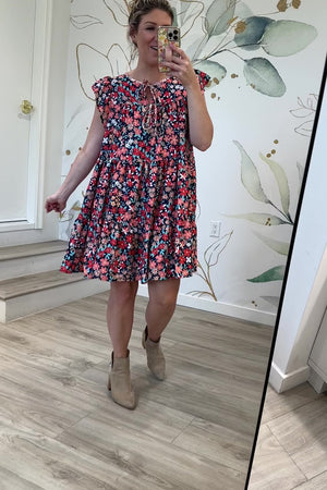 The Flutter Field Dress, Navy/Coral, Closet Candy, Rachel Fit Video