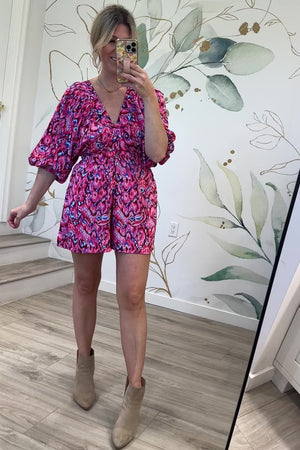 Ink & Ease Romper, Hot Pink, Closet Candy, Rachel Fit Video