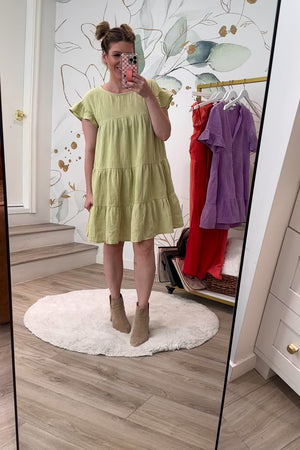 Lily Grace Baby Doll Mini Dress - Sage, Closet Candy, Rachel Fit Video