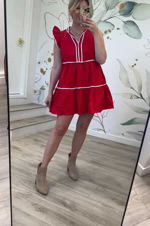 Tailgate & Twirl Dress, Red, Closet Candy, Rachel Fit Video