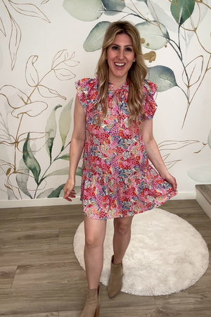 Petal Parade Ruffle Mini Dress - Floral, Closet Candy, Rachel Fit Video