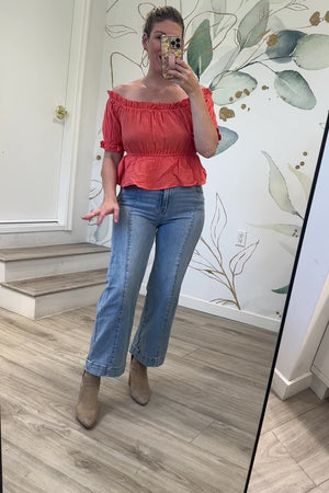 Sweet Confidence Top, Orange, Closet Candy, Rachel Fit Video