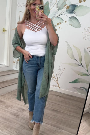 Caught in the Lines Cami Tank Top, White, Closet Candy, Rachel Fit Video